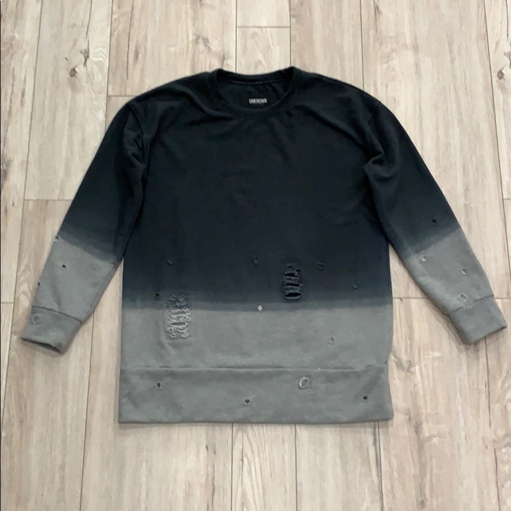 Men’s Gray Unknown Brand Distressed Sweatshirt